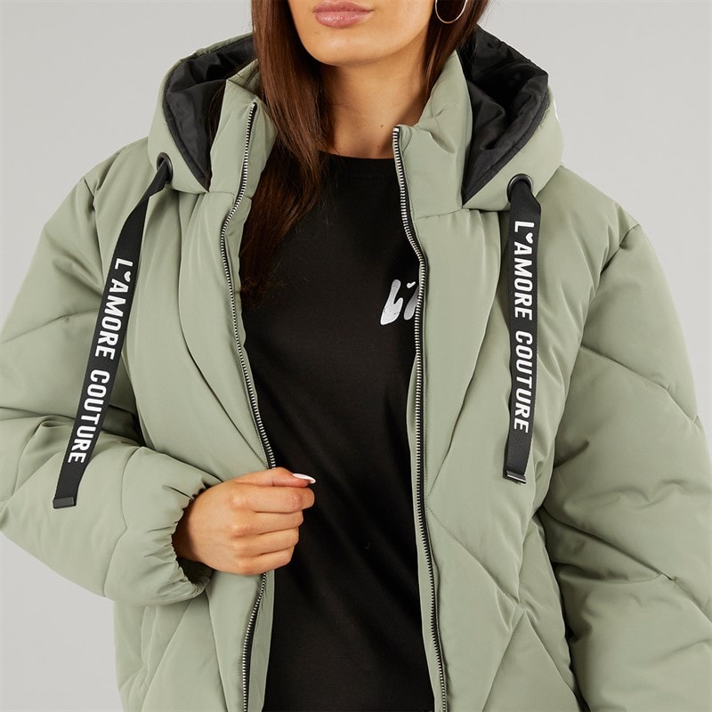 Womens Franklin Short Puffer Khaki - Image 5