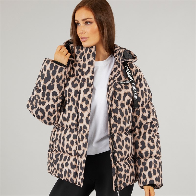 Womens Nevada Short Puffer Leopard - Image 3