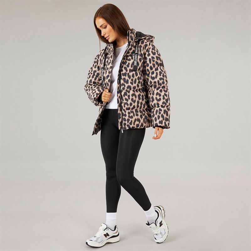 Womens Nevada Short Puffer Leopard - Image 4