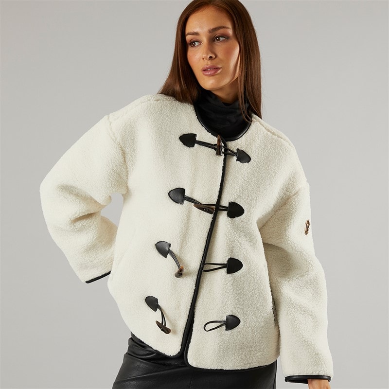 L'amore Couture Womens Waldorf Borg Fleece Jacket Cream