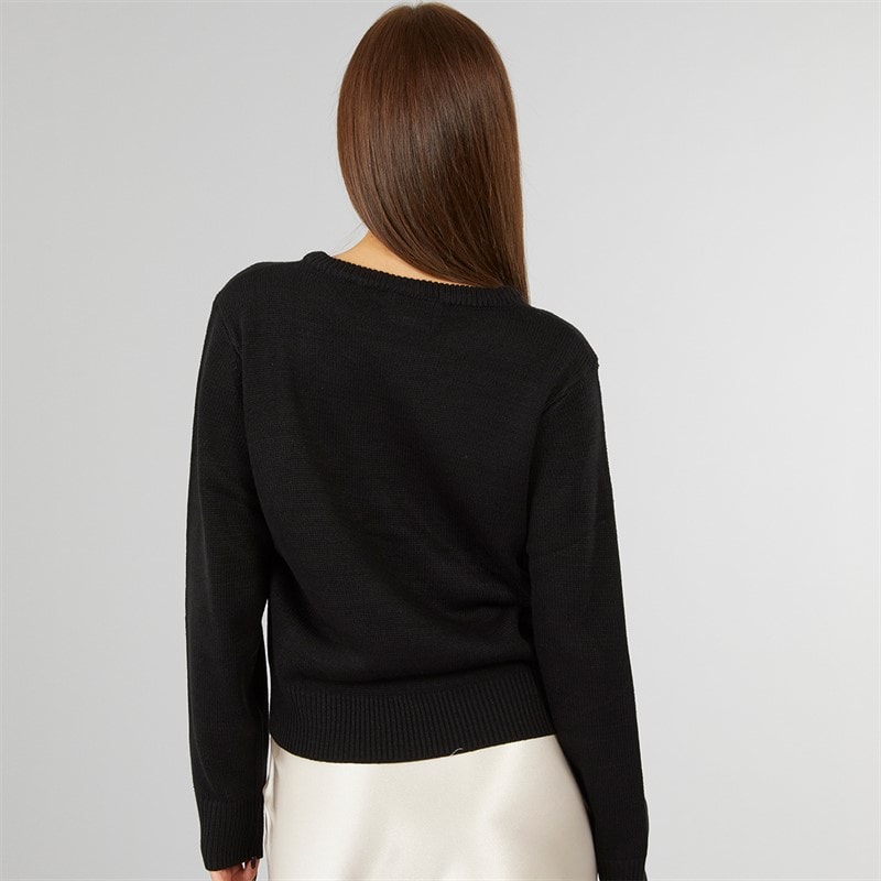 Womens Festive Christmas Jumper Black - Image 2
