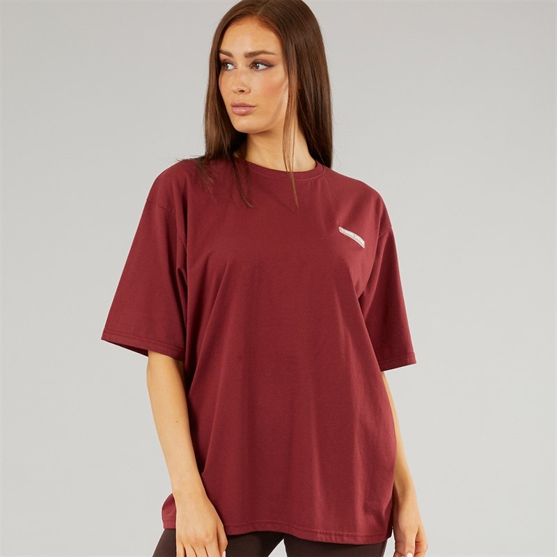 Womens Norwalk Oversized T-Shirt Burgundy - Image 2