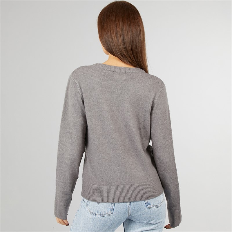 Womens Merry Christmas Jumper Grey Marl - Image 2