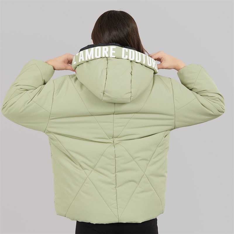 Girls Franklin Short Puffer Coat Khaki - Image 2