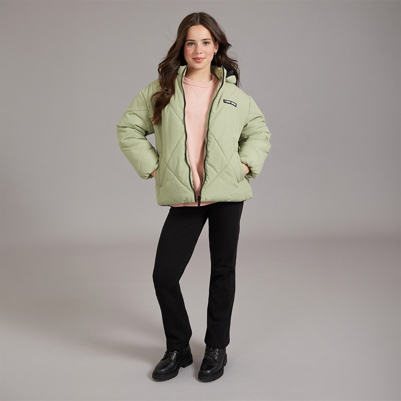Girls Franklin Short Puffer Coat Khaki - Image 4