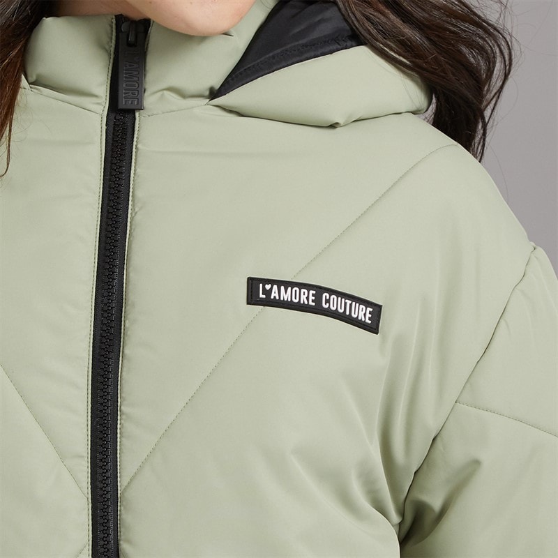Girls Franklin Short Puffer Coat Khaki - Image 5