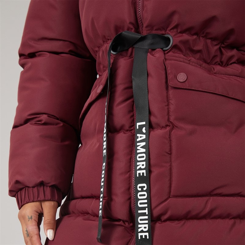 Womens Liana Short Puffer Coat Wine - Image 5