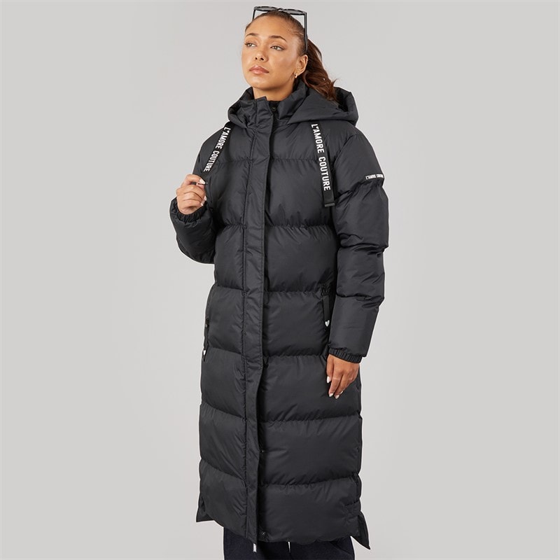 Womens Bloomingdale Long Puffer Coat Black - Image 3