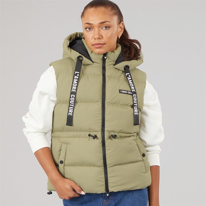 Womens Starling Short Gilet Khaki - Image 3