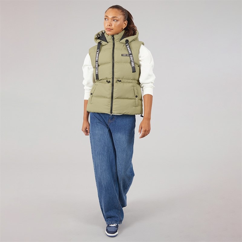 Womens Starling Short Gilet Khaki - Image 4