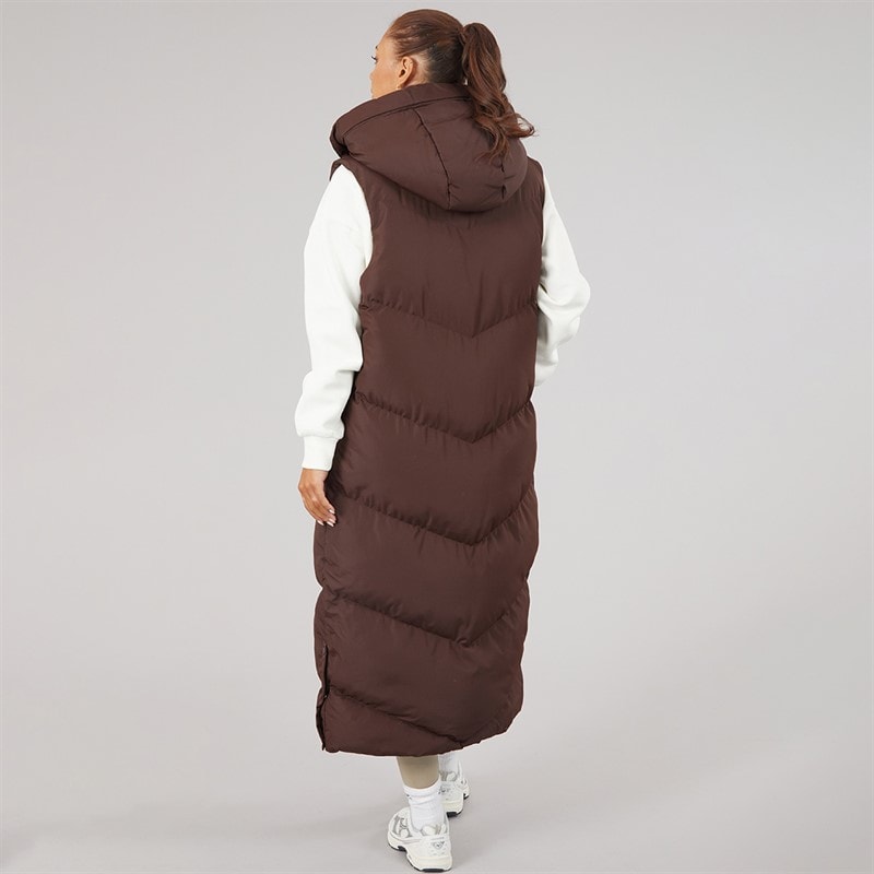Womens Harvest Long Gilet Chocolate - Image 2