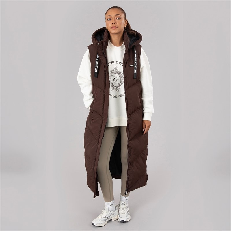 Womens Harvest Long Gilet Chocolate - Image 4