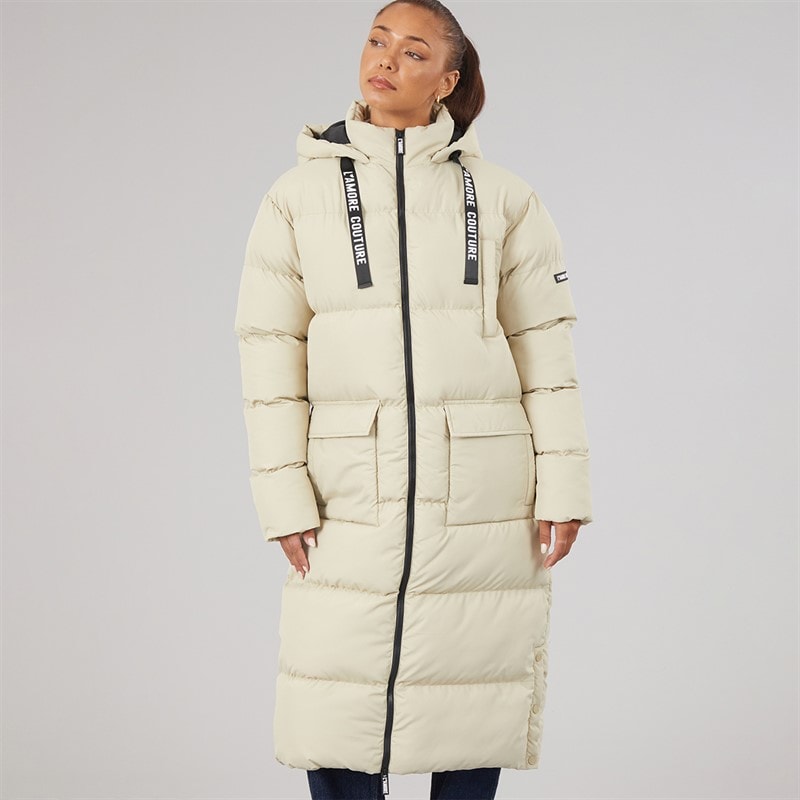 Womens Kansas Long Puffer Coat Sage - Image 3