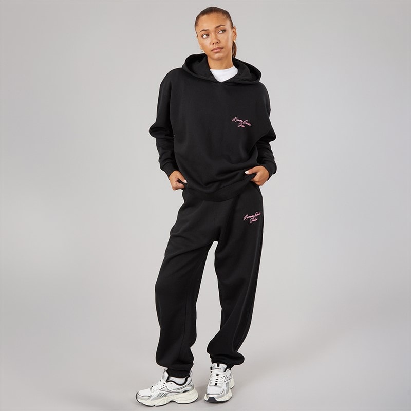 Womens Feel Good Club Hoodie And Joggers Tracksuit Black - Image 4