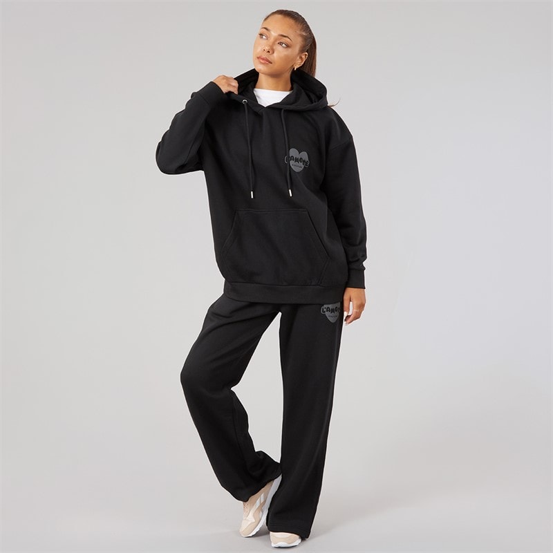 Womens Brinas Hoodie And Wide Leg Joggers Tracksuit Black - Image 3