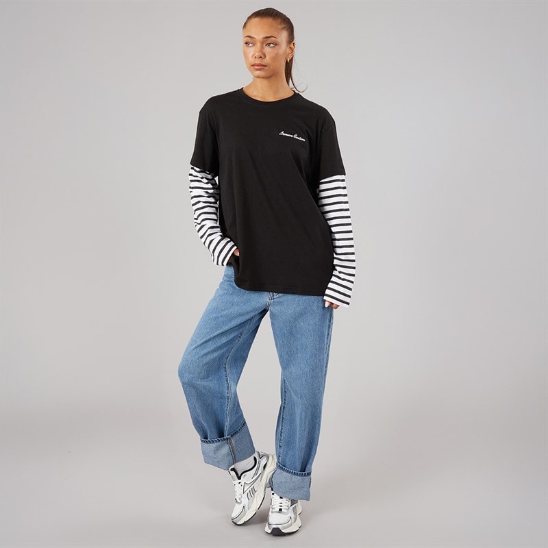 Womens Cali 2-In-1 Long Sleeve T-Shirt Black - Image 3