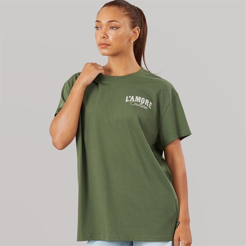 Womens Marlow Oversized T-Shirt Khaki - Image 2