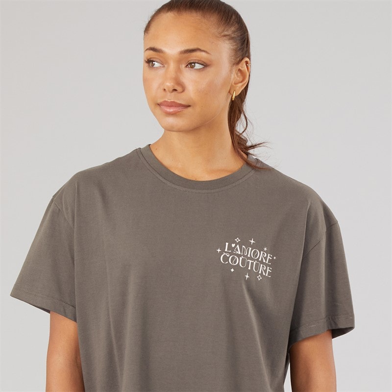 Womens Juniper Oversized T-Shirt Charcoal - Image 3