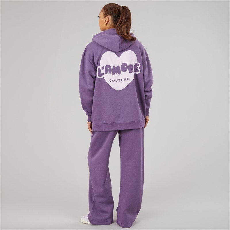 Womens Brinas Hoodie And Wide Leg Joggers Tracksuit Grape - Image 2