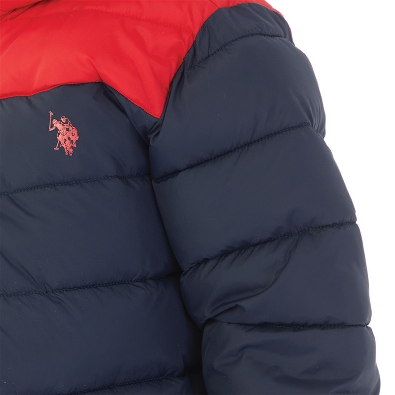 Boys Colour Block Yoke Puffer Jacket Navy Blazer - Image 3