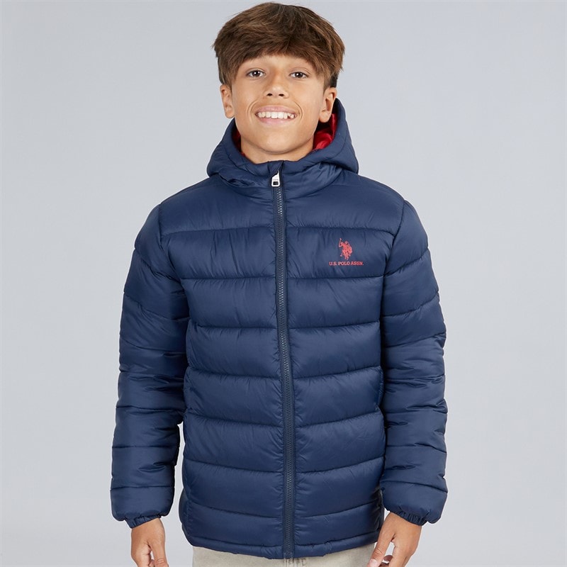 Boys Hooded Quilted Jacket Dark Sapphire Navy - Image 3