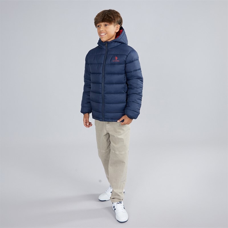 Boys Hooded Quilted Jacket Dark Sapphire Navy - Image 4