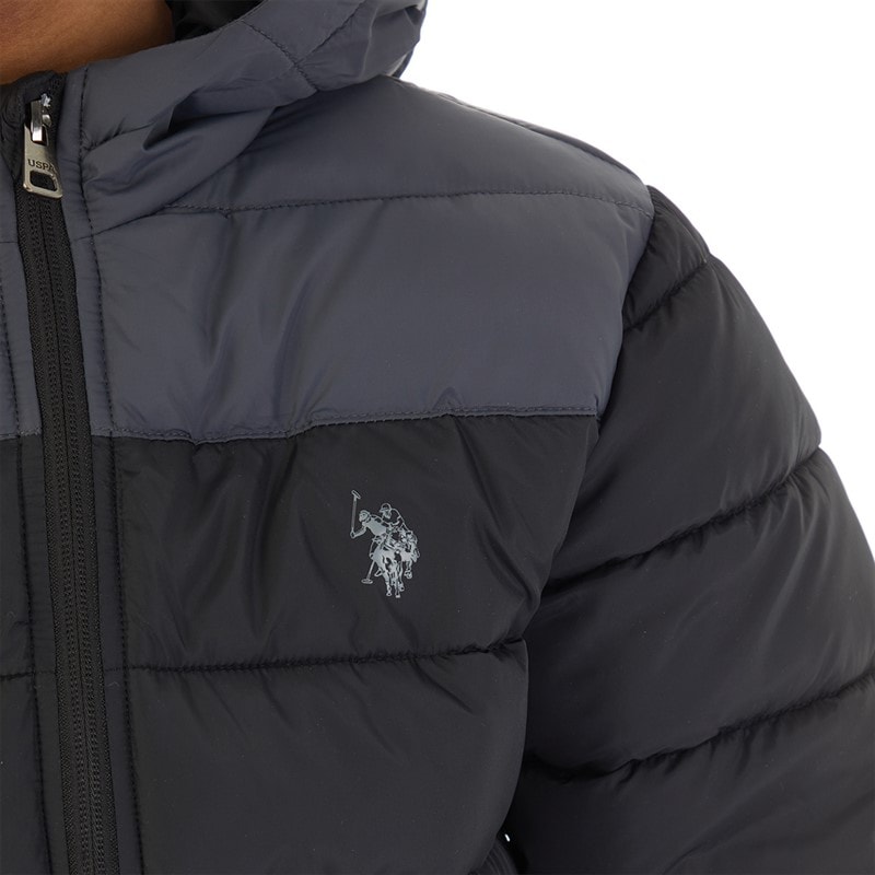 Boys Colour Block Yoke Puffer Jacket Black - Image 3