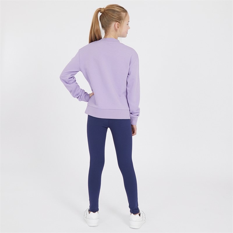 Girls Script Crew Sweatshirt And Leggings Tracksuit Medieval Blue - Image 2