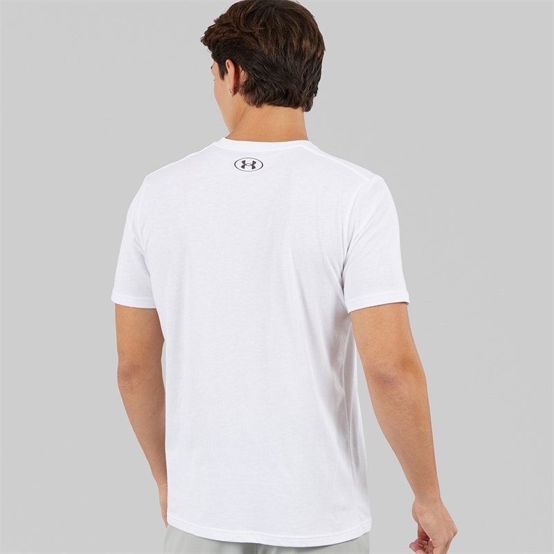 Mens UA Sportstyle Left Chest Short Sleeve T-Shirt White - Image 2