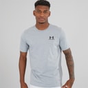 Mens UA Sportstyle Left Chest Short Sleeve T-Shirt Grey