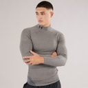 Mens UA Cg Cold Gear Armour Compression Mock Charcoal Light Heather