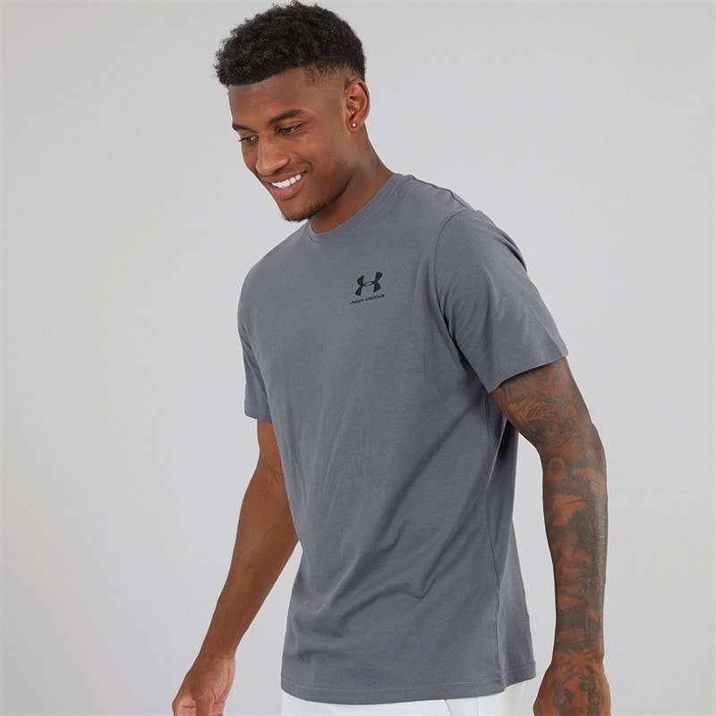 Under Armour Mens UA Sportstyle Left Chest Short Sleeve T-Shirt Castlerock/Black - Image 1