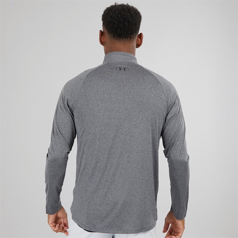 Mens UA Tech 2.0 1/2 Zip Carbon Heather/Black - Image 2