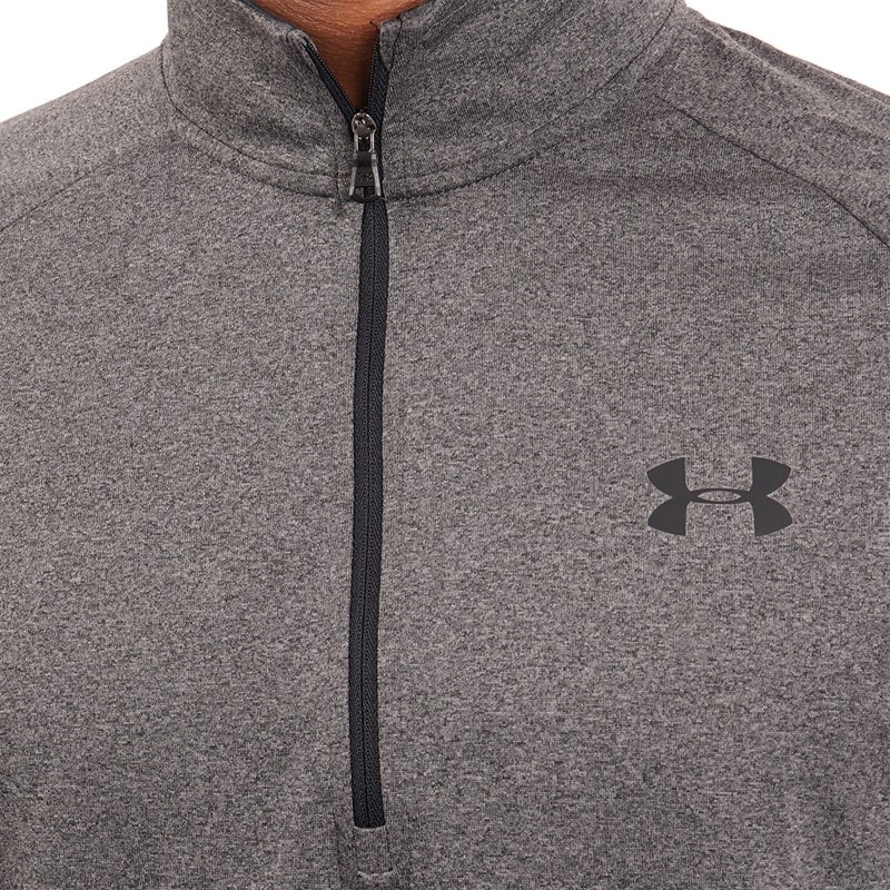 Mens UA Tech 2.0 1/2 Zip Carbon Heather/Black - Image 3