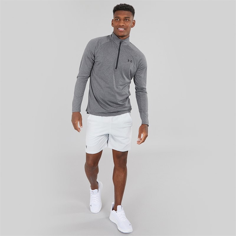 Mens UA Tech 2.0 1/2 Zip Carbon Heather/Black - Image 4