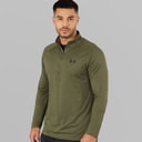 Mens UA Tech 2.0 1/2 Zip Marine OD Green/Black