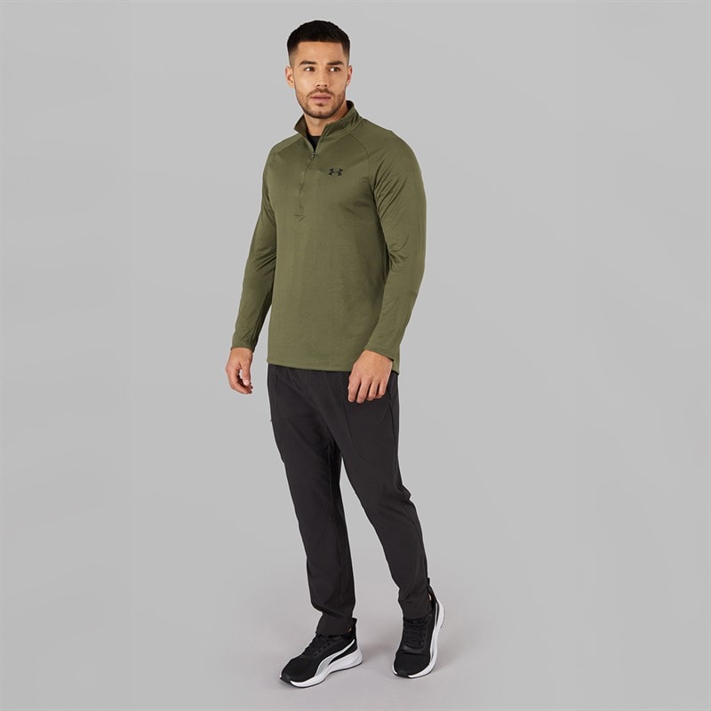 Mens UA Tech 2.0 1/2 Zip Marine OD Green/Black - Image 4