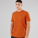 Mens UA Sportstyle Left Chest Short Sleeve T-Shirt Surplus Orange/Cinna Red