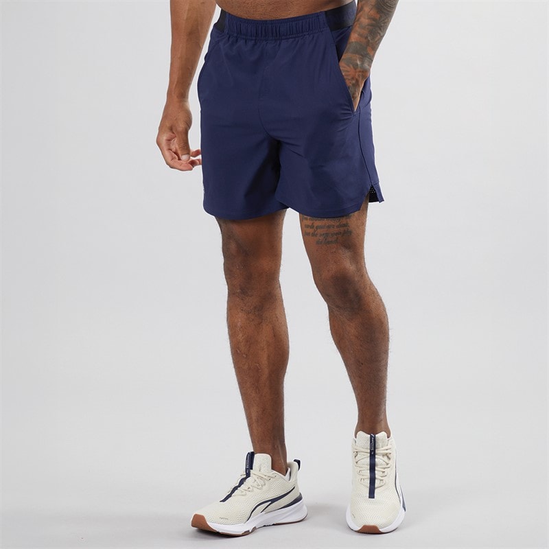 Mens UA Vanish Woven 6 Inch Shorts Midnight Navy/Mod Grey - Image 2
