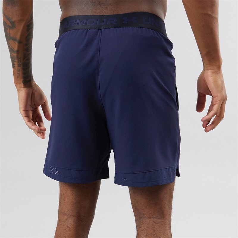 Mens UA Vanish Woven 6 Inch Shorts Midnight Navy/Mod Grey - Image 3