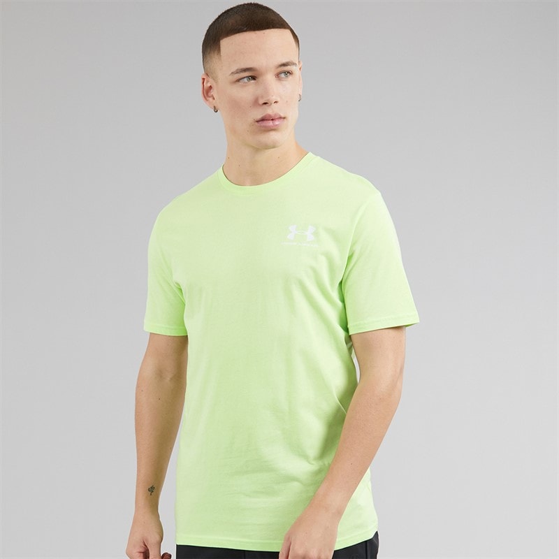 Under Armour Mens UA Sportstyle Left Chest Short Sleeve T-Shirt Lumos Lime/White - Image 1