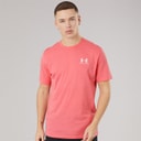 Mens UA Sportstyle Left Chest Short Sleeve T-Shirt Bittersweet Pink/White