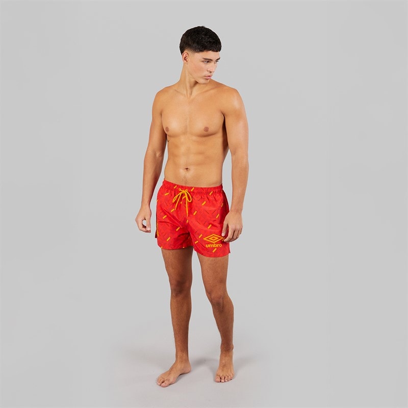 Mens Racer Swim Shorts Red/Orange/Navy - Image 4