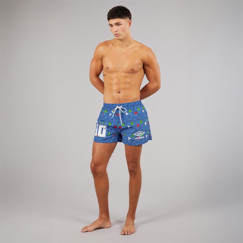 Mens Racer Swim Shorts Blue/Red/Green/White - Image 4