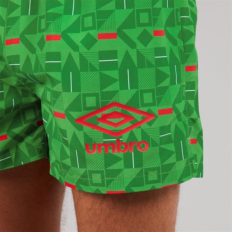 Mens Racer Swim Shorts Green/Red/White - Image 3
