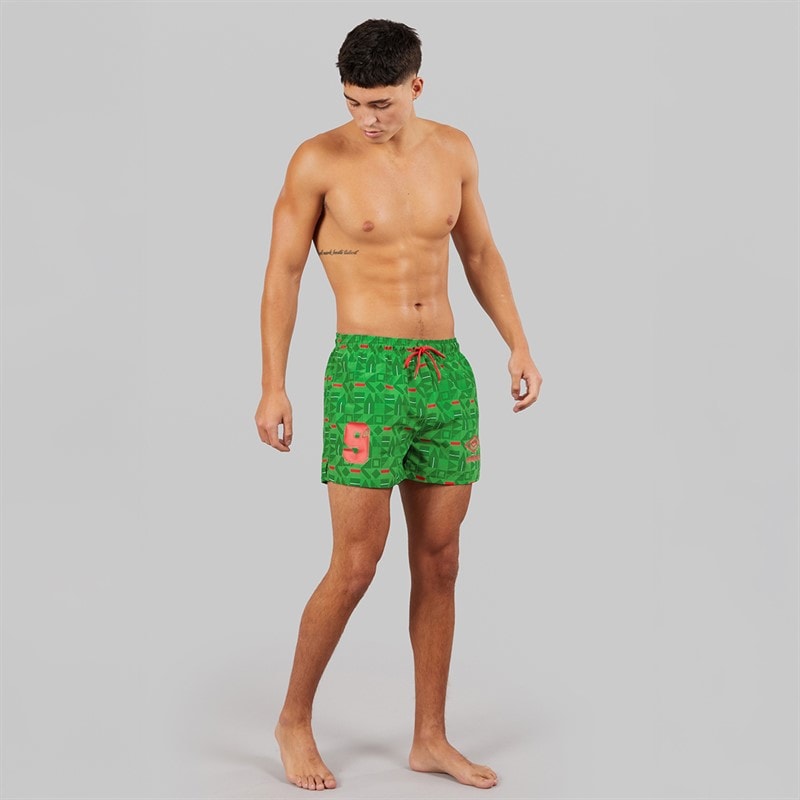 Mens Racer Swim Shorts Green/Red/White - Image 4