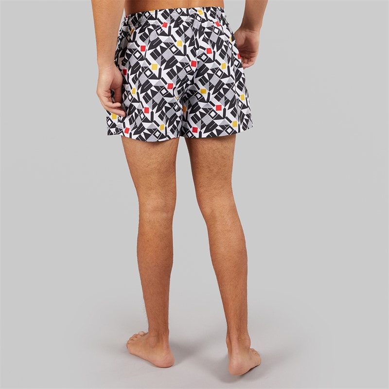 Mens Racer Swim Shorts White/Black/Gold/Red - Image 2