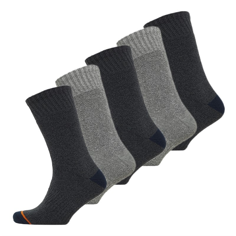Mens Five Pack Thermal Crew Socks Grey/Navy - Image 1