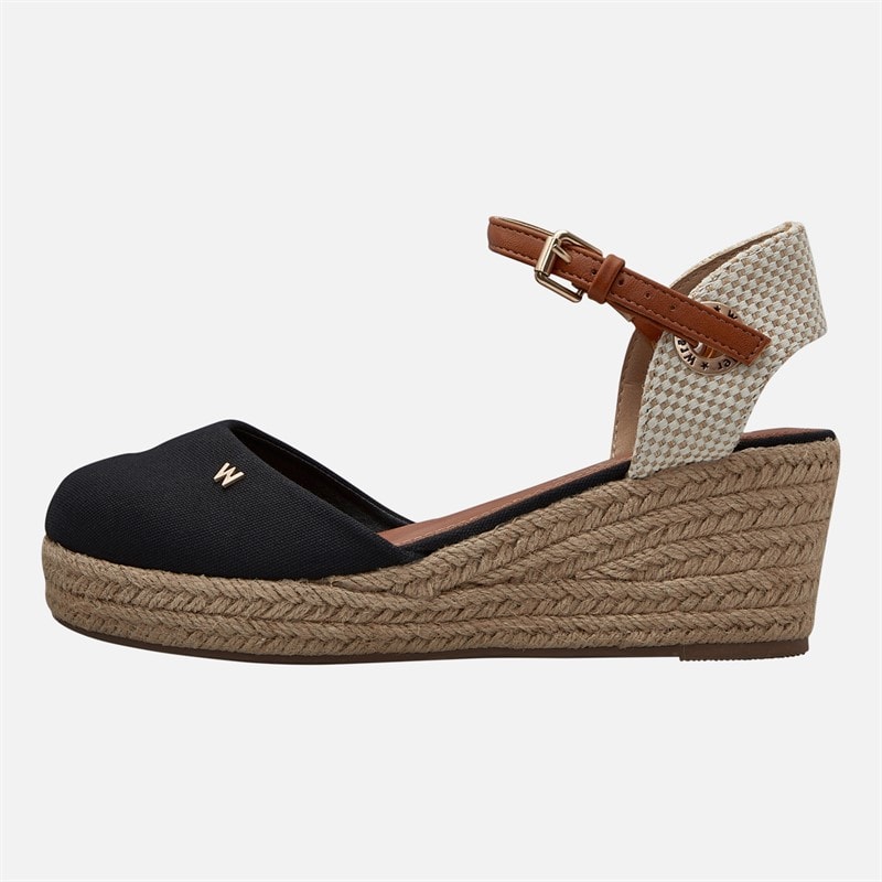 Womens Bela Ankle Strap Wedge Sandals Black - Image 2