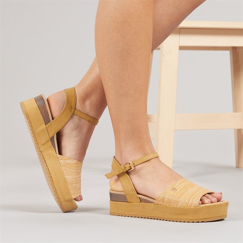 Womens Norma Chunky Ankle Strap Sandals Warm Sand - Image 1